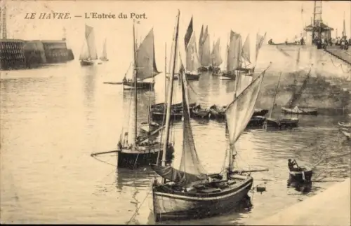 Ak Le Havre Seine Maritime, Hafenansicht, Segelboote, Wasser,  französischer Text