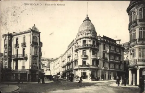 Ak Monte Carlo Monaco,  Place de la Madone, Restaurant,  