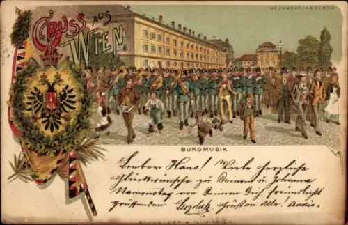 Ak Wien 1 Innere Stadt,  Heumarkt-Kaserne, Burgmusik, festliche Parade,  Uniformen