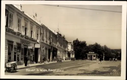 Ak Wien 23 Liesing Mauer, Mauer b.  Hauptplatz, Apotheke, Trische Light, Kraft-Anlagen