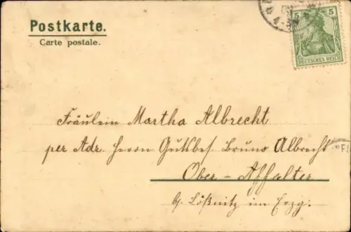 Litho Glückwunsch Neujahr, Schmetterlingsmädchen