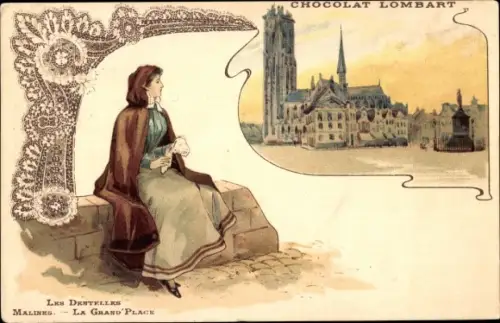Ak Mechelen Mechelen Flandern Antwerpen, les Dentelles, Reclame, Chocolat Lombart