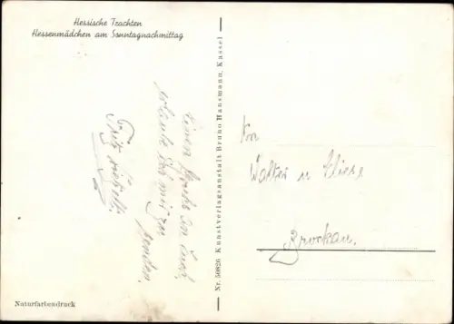 Ak Hessische Trachten, Hessenmädchen am Sonntagnachmittag