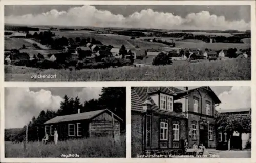 Ak Jülchendorf Weitendorf Mecklenburg, Jagdhütte, Gastwirtschaft und Kolonialwaren Walter Tohtz
