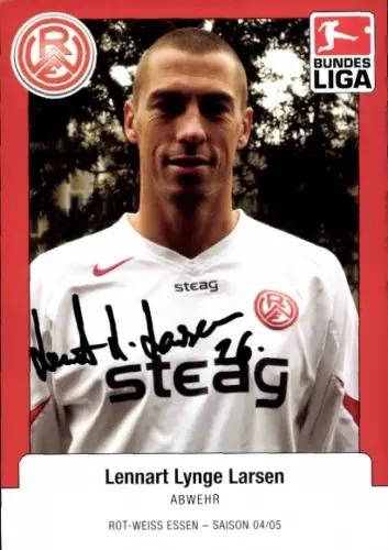 Autogrammkarte Fußballer Lennart Lynge Larsen, Rot Weiss Essen, Autogramm