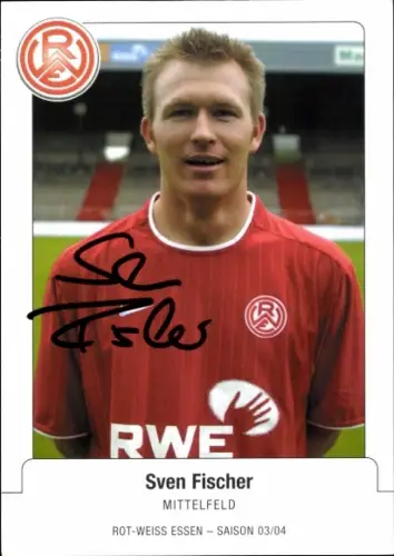 Autogrammkarte Fußballer Sven Fischer, Rot Weiss Essen, Autogramm