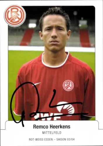 Autogrammkarte Fußballer Remco Heerkens, Rot Weiss Essen, Autogramm
