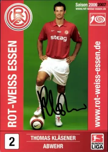 Autogrammkarte Fußballer Thomas Kläsener, Rot-Weiss Essen, Autogramm