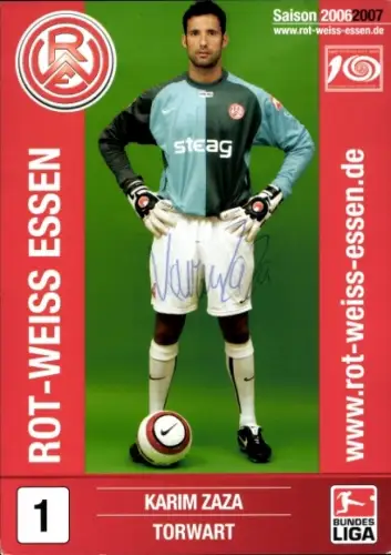 Autogrammkarte Fußballer Karim Zaza, Rot Weiss Essen, Autogramm