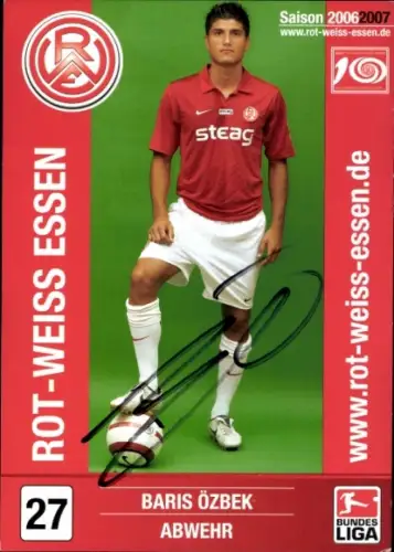 Autogrammkarte Fußballer Baris Özbek, Rot Weiss Essen, Autogramm