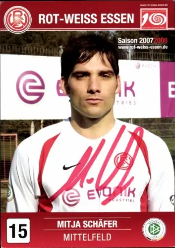Autogrammkarte Fußballer Mitja Schäfer, Rot Weiss Essen, Autogramm