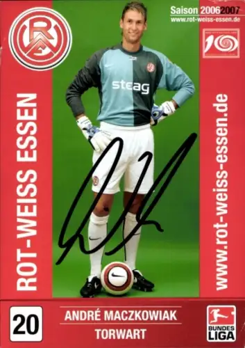 Autogrammkarte Fußballer André Maczkowiak, Rot Weiss Essen, Autogramm