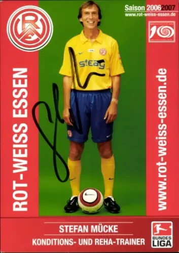 Autogrammkarte Konditions- und Rehatrainer Stefan Mücke, Rot Weiss Essen, Autogramm
