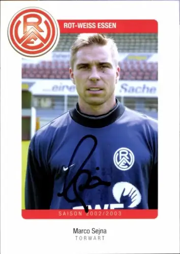 Autogrammkarte Fußballer Marco Sejna, Rot Weiss Essen, Autogramm