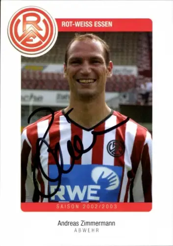 Autogrammkarte Fußballer Andreas Zimmermann, Rot Weiss Essen, Autogramm