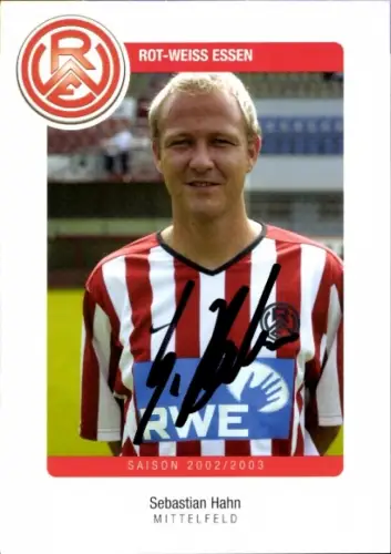 Autogrammkarte Fußballer Sebastian Hahn, Rot Weiss Essen, Autogramm