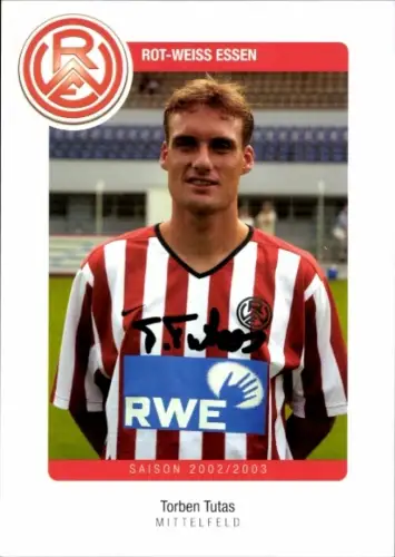 Autogrammkarte Fußballer Torben Tutas, Rot Weiss Essen, Autogramm