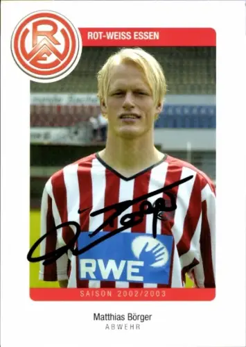 Autogrammkarte Fußballer Matthias Börger, Rot Weiss Essen, Autogramm
