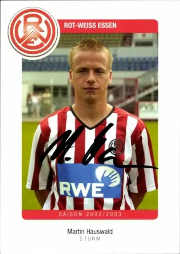 Autogrammkarte Fußballer Martin Hauswald, Rot Weiss Essen, Autogramm