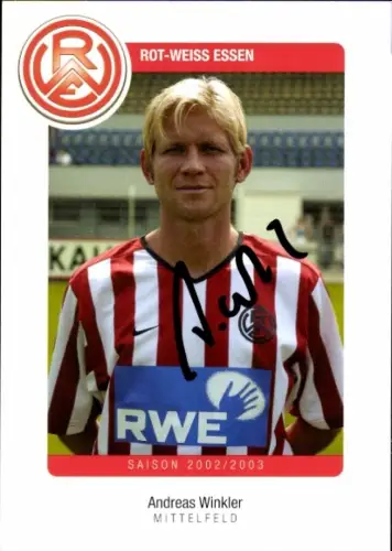 Autogrammkarte Fußballer Andreas Winkler, Rot Weiss Essen, Autogramm