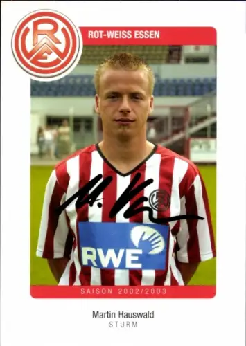 Autogrammkarte Fußballer Martin Hauswald, Rot Weiss Essen, Autogramm