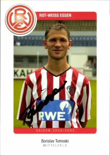 Autogrammkarte Fußballer Borislav Tomoski, Rot Weiss Essen, Autogramm