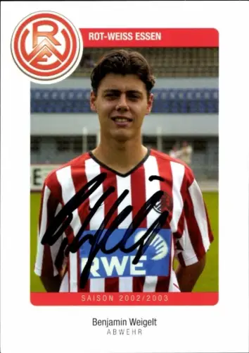Autogrammkarte Fußballer Benjamin Weigelt, Rot Weiss Essen, Autogramm