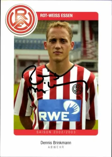 Autogrammkarte Fußballer Dennis Brinkmann, Rot Weiss Essen, Autogramm