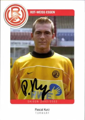 Autogrammkarte Fußballer Pascal Kurz, Rot Weiss Essen, Autogramm