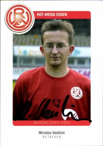 Autogrammkarte Betreuer Miroslav Vasilisin, Rot Weiss Essen, Autogramm