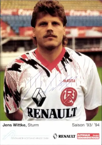 Autogrammkarte Fußballer Jens Wittke, Rot Weiss Essen, Autogramm