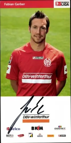 Autogrammkarte Fußballer Fabian Gerber, 1. FSV Mainz 05, Autogramm