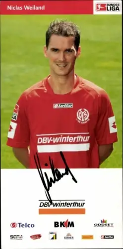 Autogrammkarte Fußballer Niclas Weiland, 1. FSV Mainz 05, Autogramm