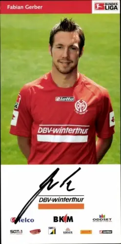 Autogrammkarte Fußballer Fabian Gerber, 1. FSV Mainz 05, Autogramm