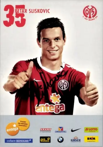 Autogrammkarte Fußballer Petar Sliskovic, 1. FSV Mainz 05, Autogramm
