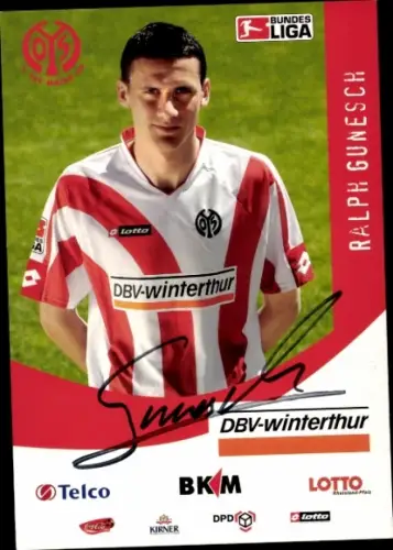 Autogrammkarte Fußballer Ralph Gunesch, 1. FSV Mainz 05, Autogramm