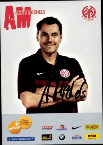 Autogrammkarte Co Trainer Arno Michels, 1. FSV Mainz 05, Autogramm