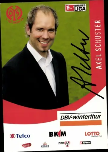 Autogrammkarte Teammanager Axel Schuster, 1. FSV Mainz 05, Autogramm