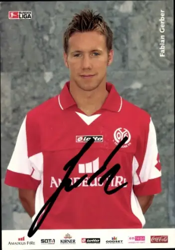 Autogrammkarte Fußballer Fabian Gerber, 1. FSV Mainz 05, Autogramm