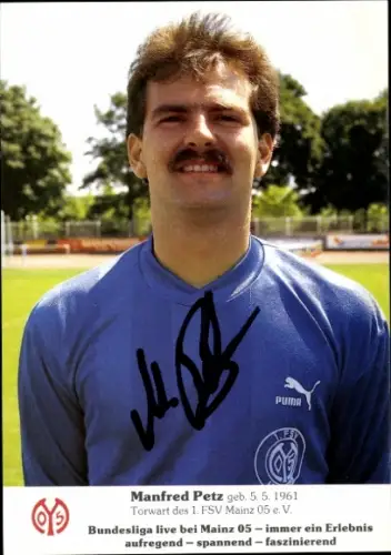 Autogrammkarte Fußballer Manfred Petz, 1. FSV Mainz 05, Autogramm