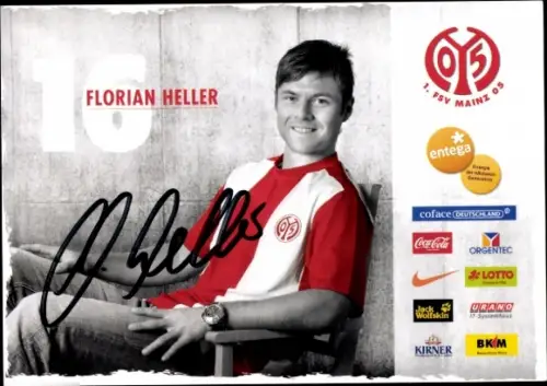 Autogrammkarte Fußballer Florian Heller, 1. FSV Mainz 05, Autogramm