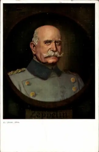 Künstler Ak Ulmer, H., Ferdinand Graf von Zeppelin, Portrait in Uniform