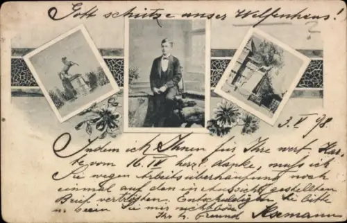 Passepartout Ak Adel Hannover, Portrait, Junger Mann im Anzug, Sachsenross