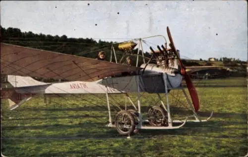 Ak Jeannin auf Aviatik Eindecker, Monoplan, Propellermaschine, Flugpioniere