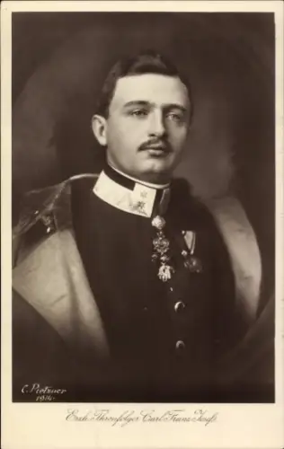 Ak Erzherzog Thronfolger Carl Franz Josef von Österreich, Portrait in Uniform