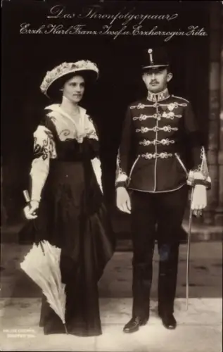 Ak Thronfolger Erzherzog Carl Franz Josef von Österreich, Erzherzogin Zita