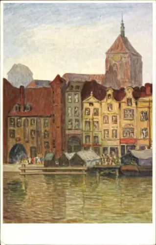 Künstler Ak Hellingrath, B., Gdańsk Danzig, Fischmarkt, Johanniskirche