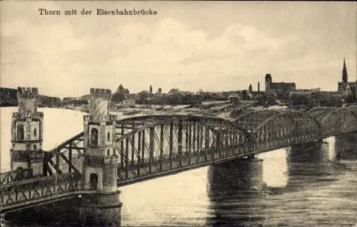 Ak Toruń Thorn Westpreußen, Eisenbahnbrücke