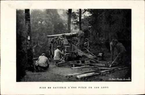 CPA Mise en Batterie d'une piece de 120 long