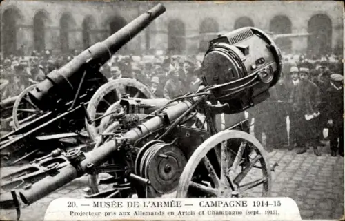 CPA Campagne 1914-1915, Musée de l'Armée, Projecteur pris aux Allemands en Artois et Champagne